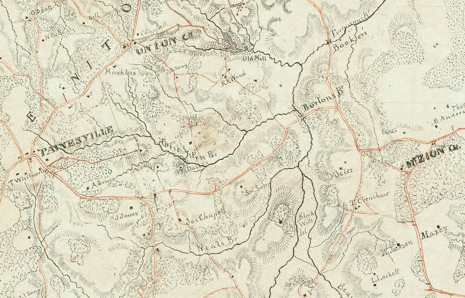 1864 Map of Amelia County Virginia Family Names Genealogy