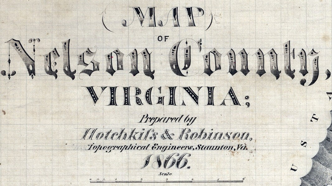 1866 Map of Nelson County Virginia Family Names Genealogy