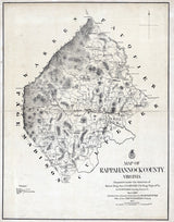 1875 Map of Rappahannock County Virginia Laurel Mills Family Names Genealogy