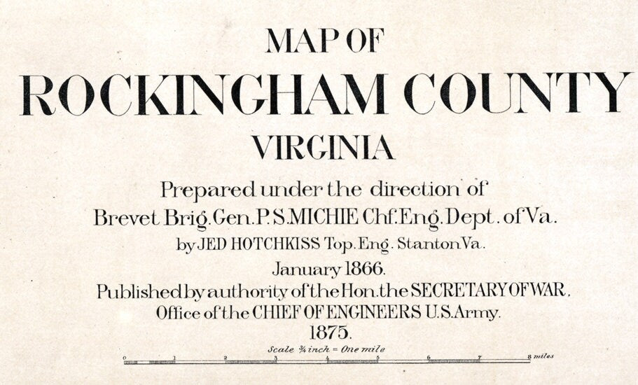 1875 Map of Rockingham County Virginia Harrisonburg Family Names Genealogy