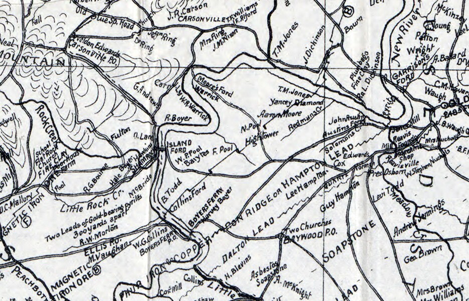 1897 Map of Grayson County Virginia Family Names Genealogy