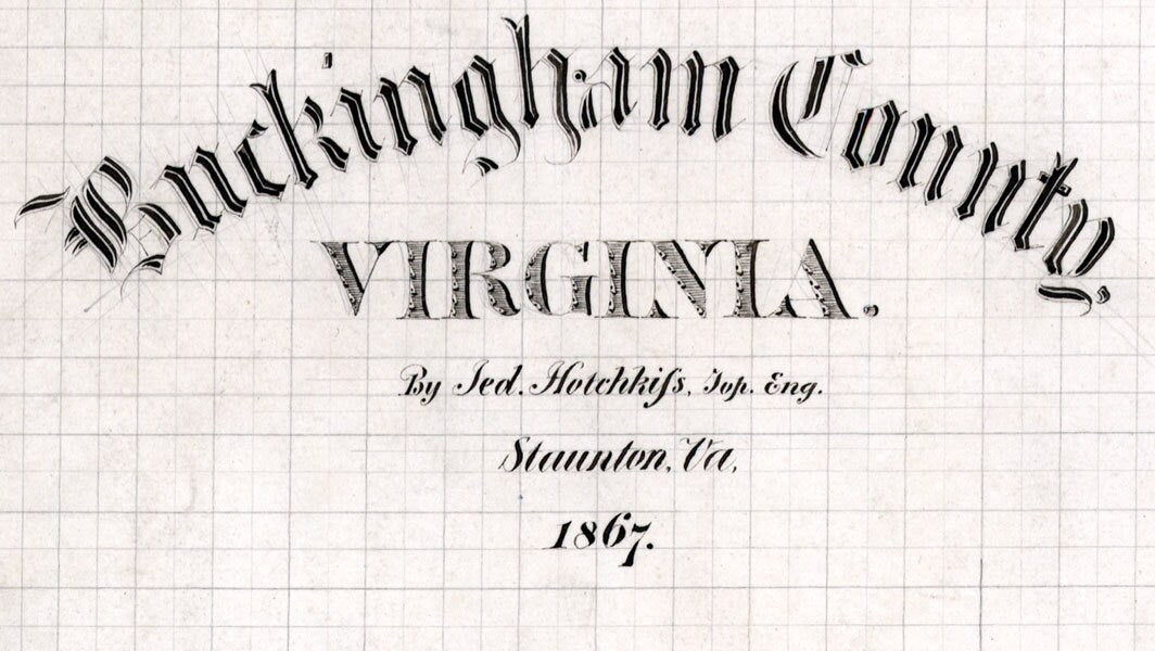 1867 Map of Buckingham County Virginia Historical Places