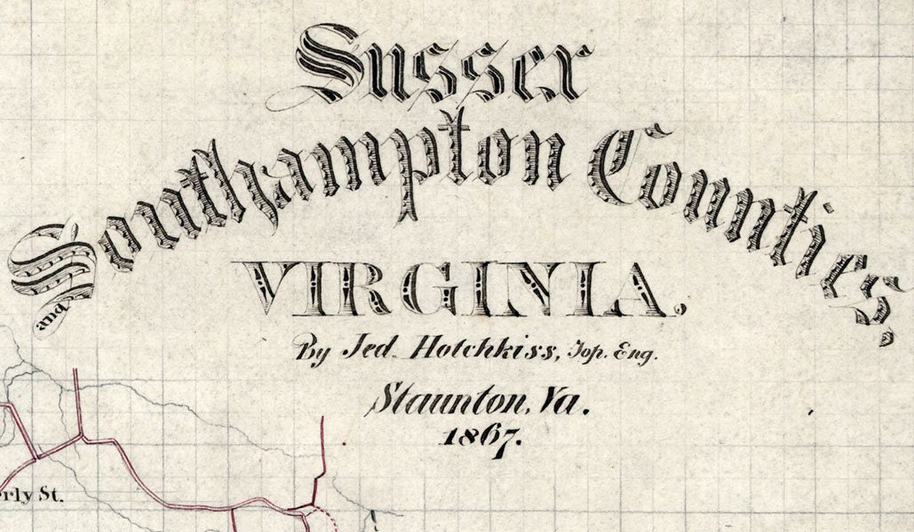 1867 Map of Sussex and Southampton County Virginia
