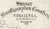 1867 Map of Sussex and Southampton County Virginia