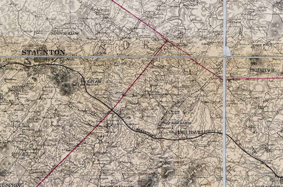 1870 Map of Augusta County Virginia Staunton Family Names Genealogy