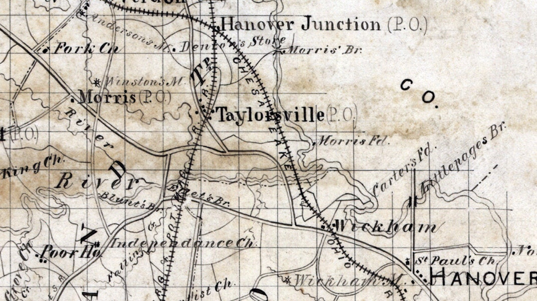 1871 Map of Hanover County Virginia