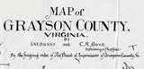 1897 Map of Grayson County Virginia Family Names Genealogy