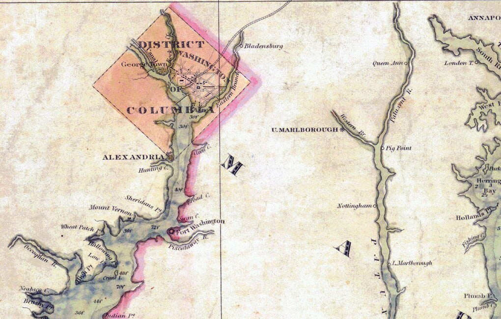 1840 Nautical Chart Map of the Chesapeake and Delaware Bays Maryland Virginia Delaware Washington DC