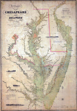 1840 Nautical Chart Map of the Chesapeake and Delaware Bays Maryland Virginia Delaware Washington DC
