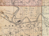 1850 Farm Line Map of Coshocton County Ohio Lewisville Farm Names
