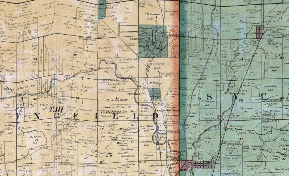 1856 Farm Line Map of Hamilton County Ohio Farm Names