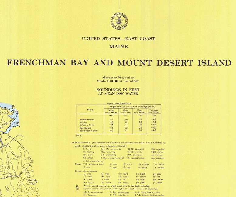 1970 Nautical Chart Map of Frenchman Bay and Mount Desert Island Maine