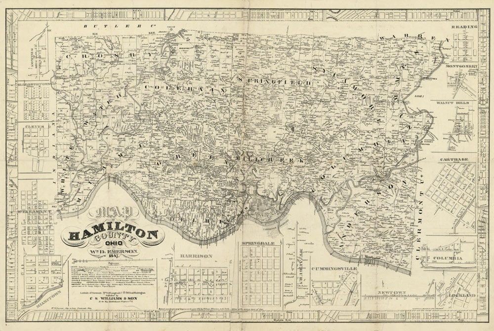 1847 Farm Line Map of Hamilton County Ohio