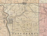 1850 Farm Line Map of Coshocton County Ohio Lewisville Farm Names