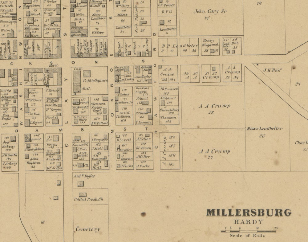 1861 Farm Line Map of Holmes County Ohio Millersburg