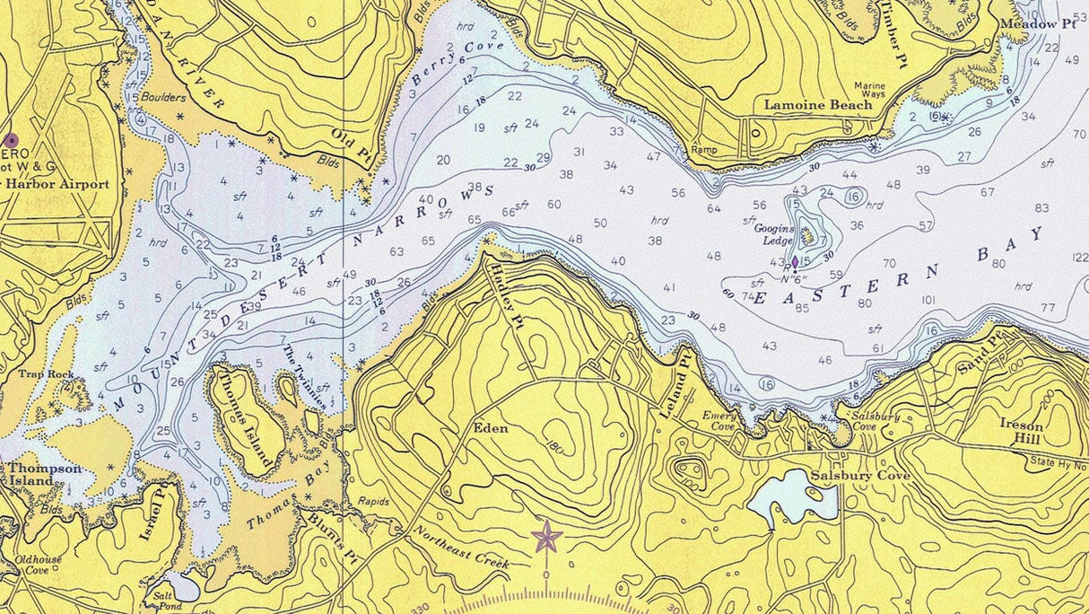 1970 Nautical Chart Map of Frenchman Bay and Mount Desert Island Maine