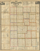 1857 Farm Line Map of Darke County Ohio Greenville