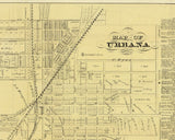 1858 Farm Line Map of Champaign County Ohio Urbana