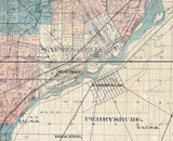 1888 Farm Line Map of Lucas County Ohio Waynesfield