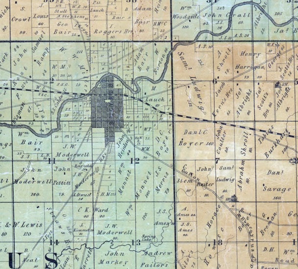 1850 Farm Line Map of Crawford County Ohio Galion Bucyrus