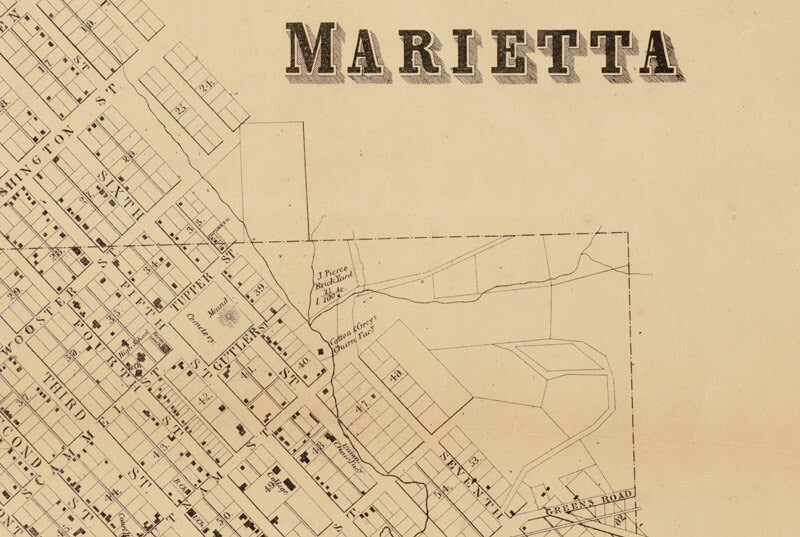 1858 Farm Line Map of Washington County Ohio from actual surveys Marietta