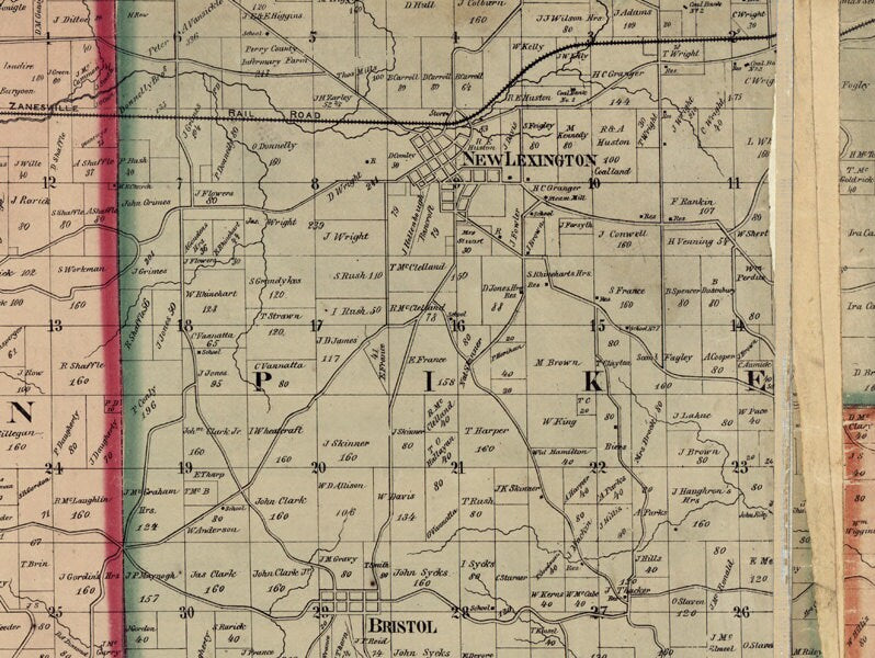 1859 Farm Line Map of Perry County Ohio