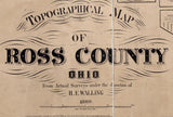 1860 Farm Line Map of Ross County Ohio Bainbridge Chillicothe