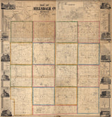 1857 Farm Line Map of Hillsdale County Michigan Jonesville Hillsdale Village