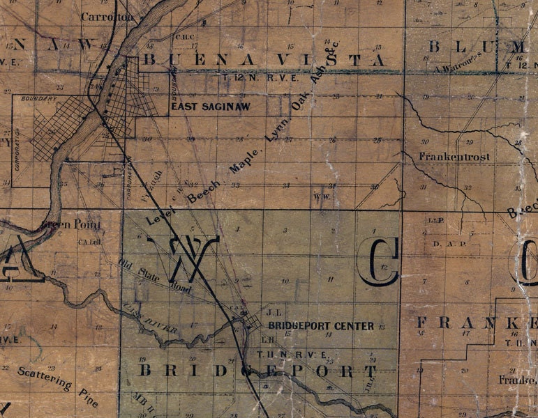 1858 Map of Saginaw & Tuscola County Michigan