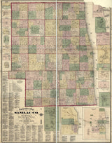 1876 Farm Line Map of Sanilac County Michigan Port Sanilac Lexington