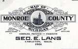 1901 Farm Line Map of Monroe County Michigan Dundee