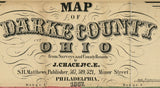 1857 Farm Line Map of Darke County Ohio Greenville