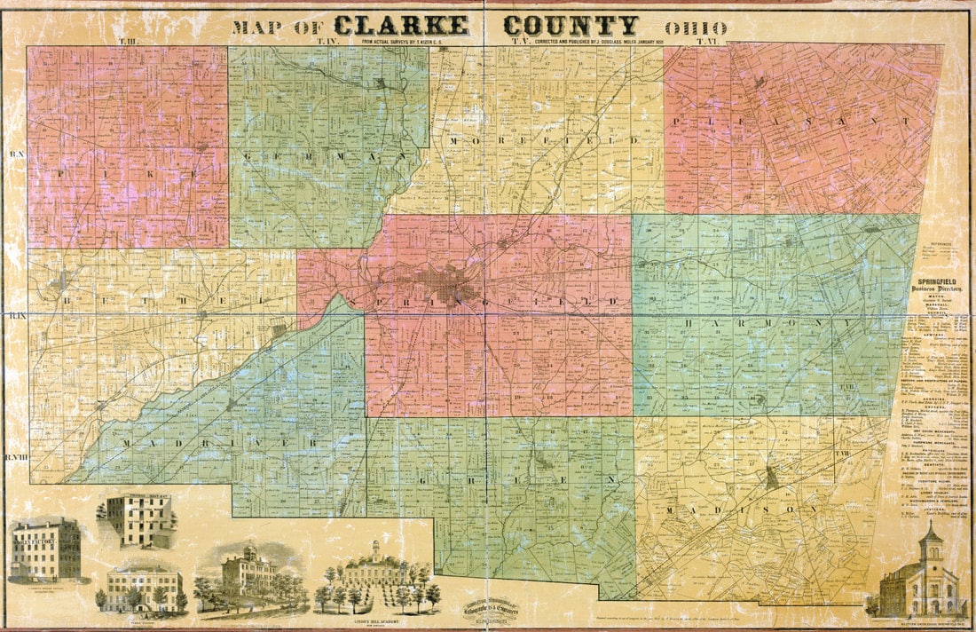 1859 Farm Line Map of Clark County Ohio