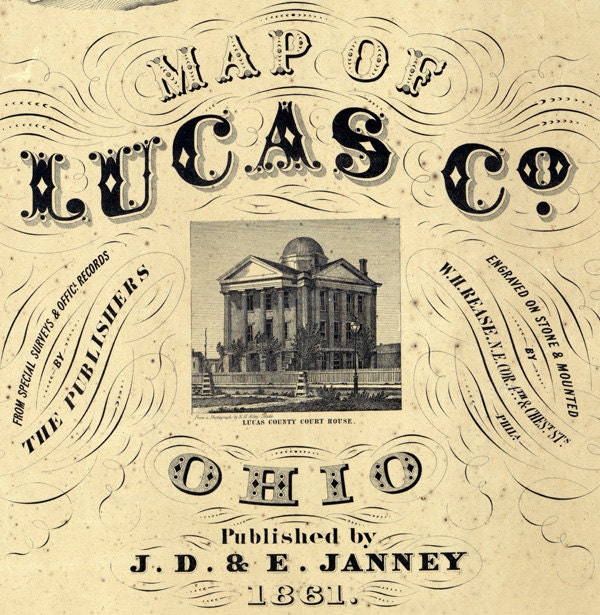 1861 Map of Lucas County Ohio