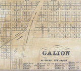1850 Farm Line Map of Crawford County Ohio Galion Bucyrus