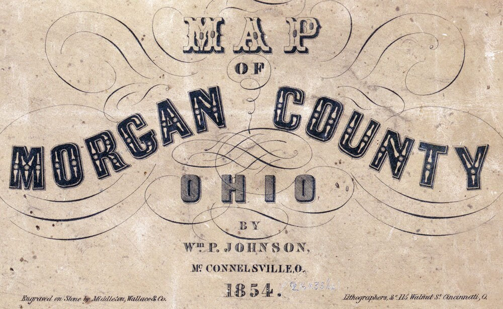 1854 Farm Line Map of Morgan County Ohio Windsor