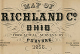 1856 Farm Line Map of Richland County Ohio Shelby Bell Ville