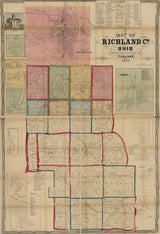 1856 Farm Line Map of Richland County Ohio Shelby Bell Ville