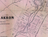 1856 Farm Line Map of Summit County Ohio Akron