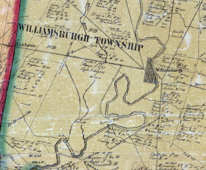 1857 Farm Line Map of Clermont County Ohio