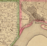 1858 Farm Line Map of Washington County Ohio from actual surveys Marietta