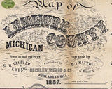 1857 Farm Line Map of Lenawee County Michigan Adrian