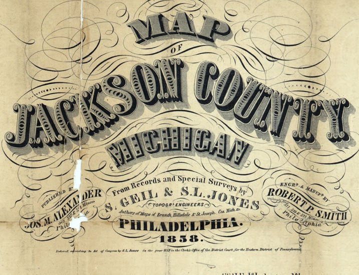 1858 Farm Line Map of Jackson County Michigan