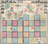 1859 Map of Genesee and Shiawassee County Michigan City of Owosso Flint City