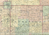 1875 Farm Line Map of Montcalm County Michigan Greenville