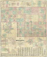 1875 Farm Line Map of Montcalm County Michigan Greenville