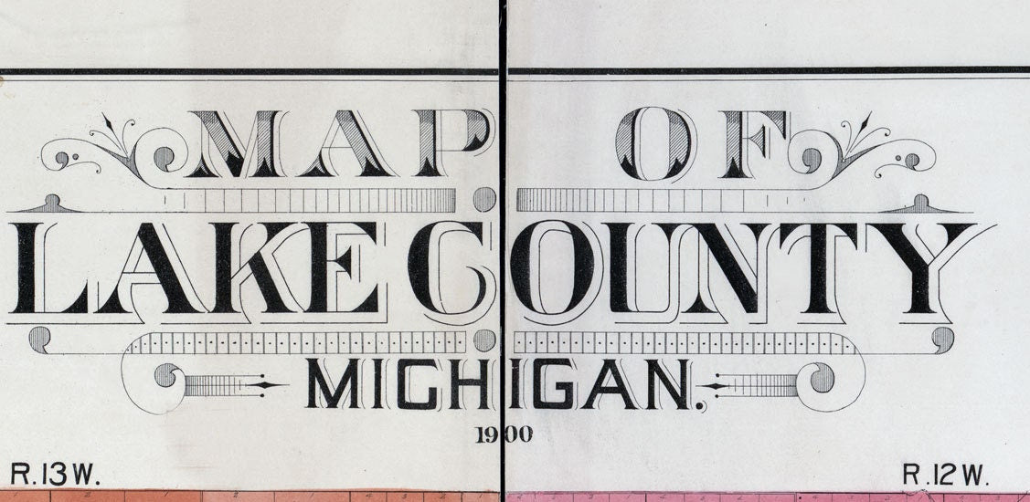 1900 Farm Line Map of Lake County Michigan Luther