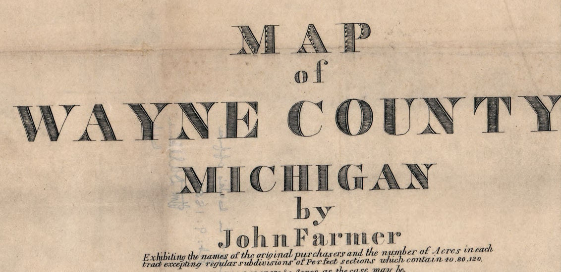 1855 Farm Line Map of Wayne County Michigan