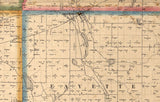 1857 Farm Line Map of Hillsdale County Michigan Jonesville Hillsdale Village