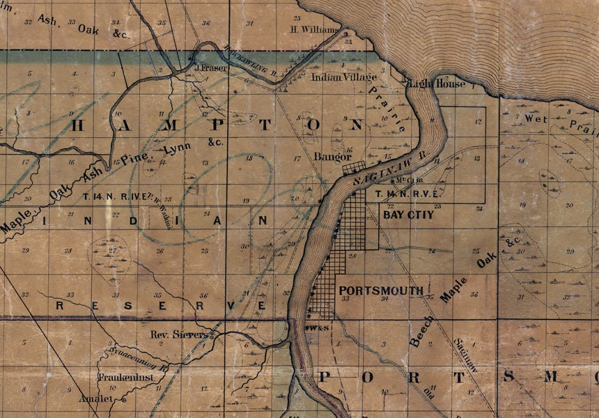 1858 Map of Saginaw & Tuscola County Michigan
